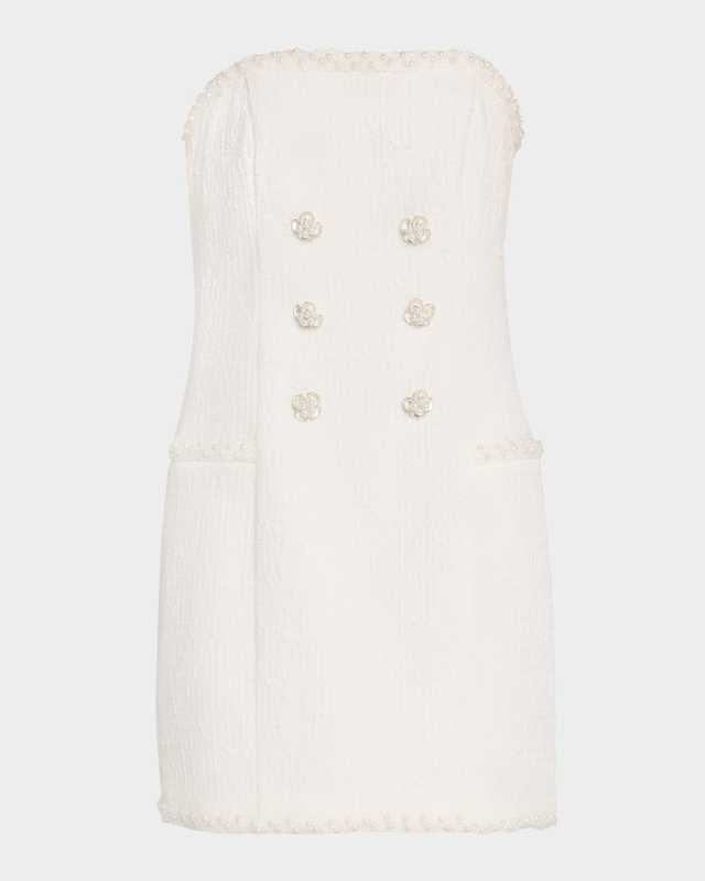 Victoria Strapless Beaded Boucle Mini Dress
